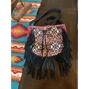 Red Boho fringe crossbody bag